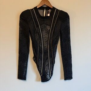 NWT Victoria’s Secret Women S Black Lace Bodysuit Whimsigoth Glam mesh top